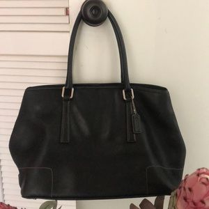 Vintage black coach tote with key fob